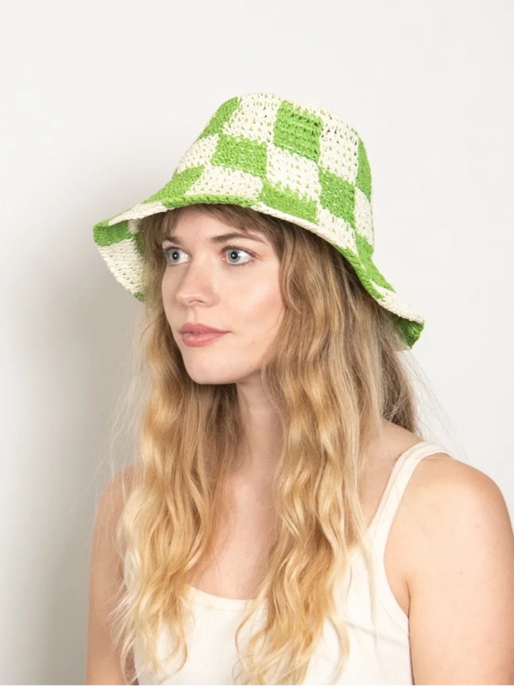 Anthropologie Wyeth Sadie Paper Straw Bucket Hat, natural lime, one size